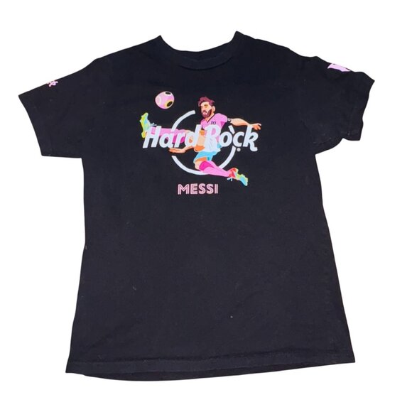Hard Rock Cafe Youth 'Messi' Soccer Graphic T-Shirt-Black-XL-GUC - Picture 1 of 5